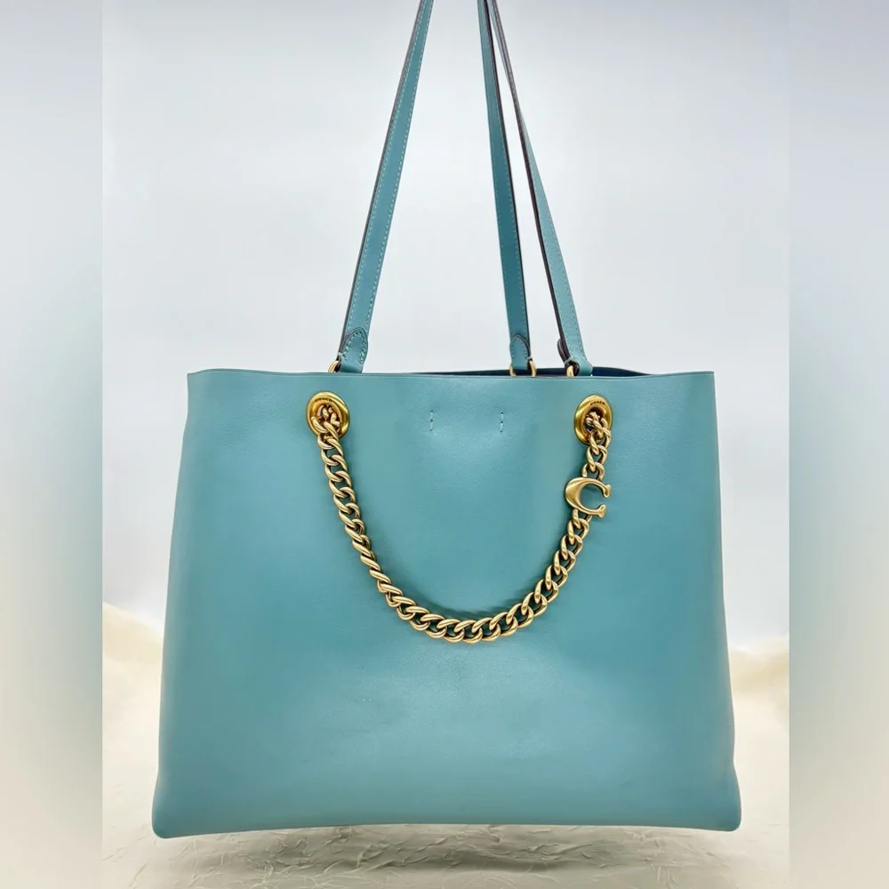COACH Signature Curb Chain Central Tote In Marine 78218 - Picture 2 of 9